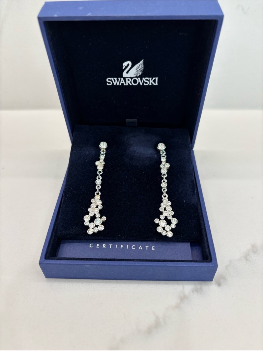 Swarovski Silver Clear Crystal Cascade Drop Earrings - art deco quiet luxury